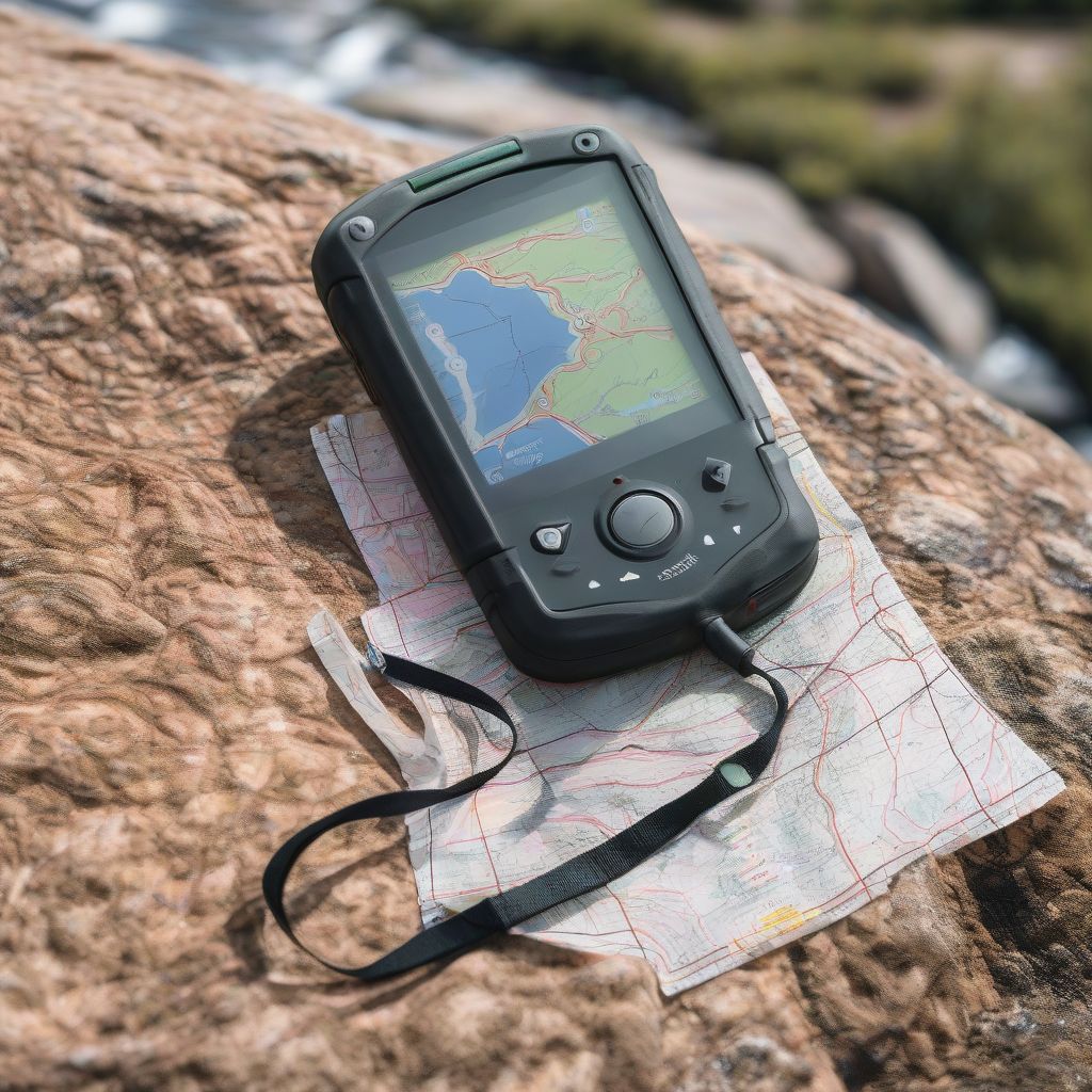 GPS and map on a mountain top