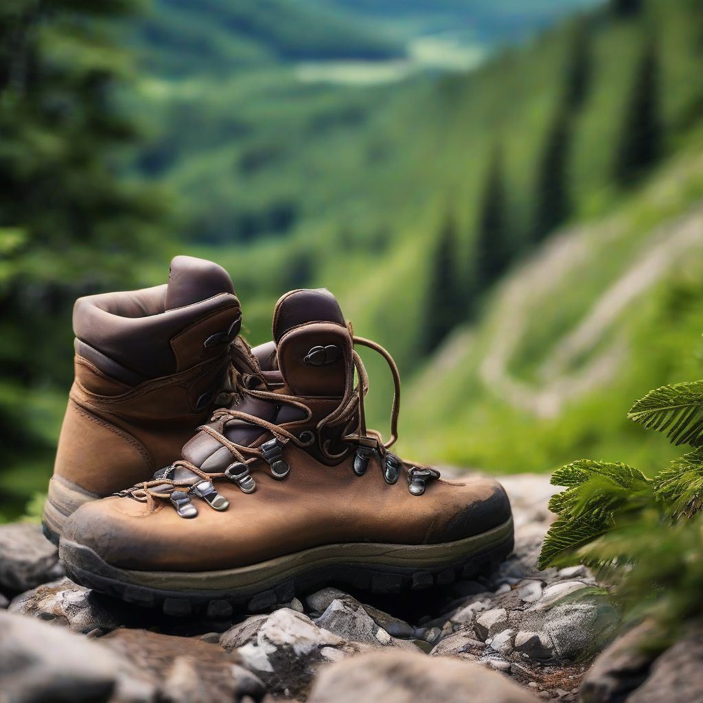 Hiking Boots on Mountain Trail