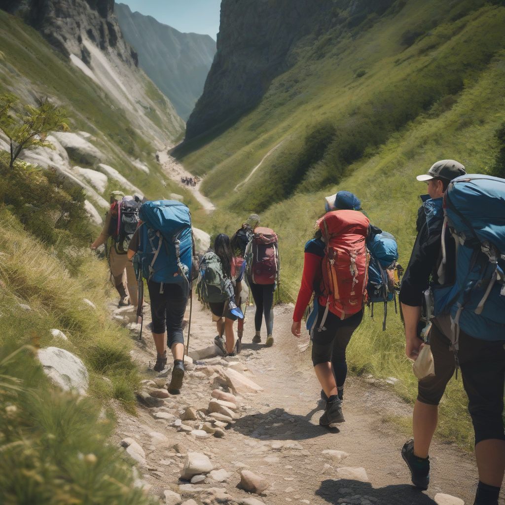 Hikers Practicing Leave No Trace Principles