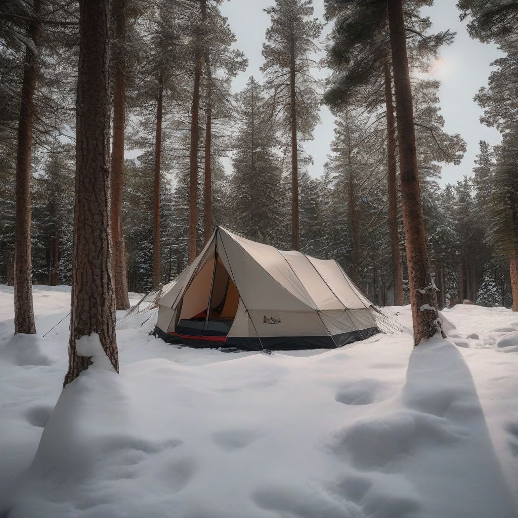 Winter Camping Tent Setup